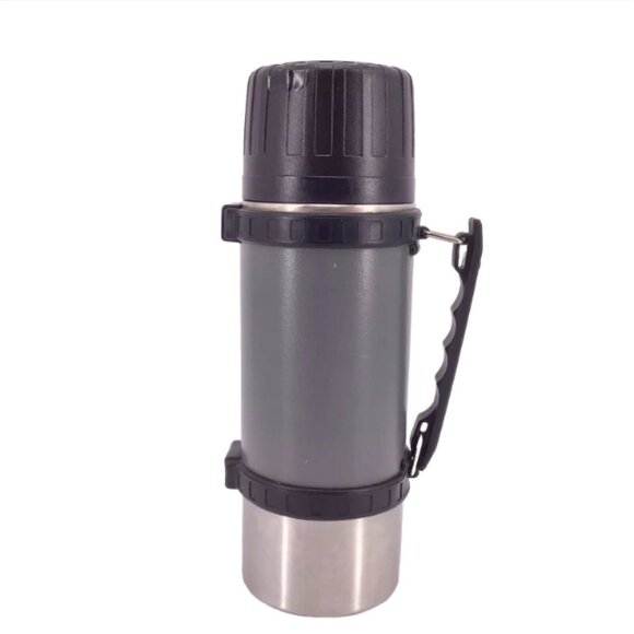 Vintage THERMOS Vacuum Gray Bottle Pour Stopper No 781 Black Handle - Picture 1 of 10